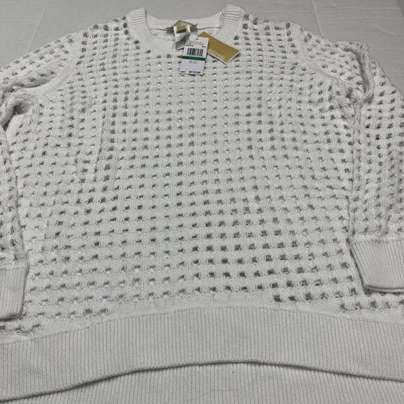 Michael Kors Sweater Womens L White Open Knit Pullover Tunic Beach Lagenlook - Picture 3 of 10